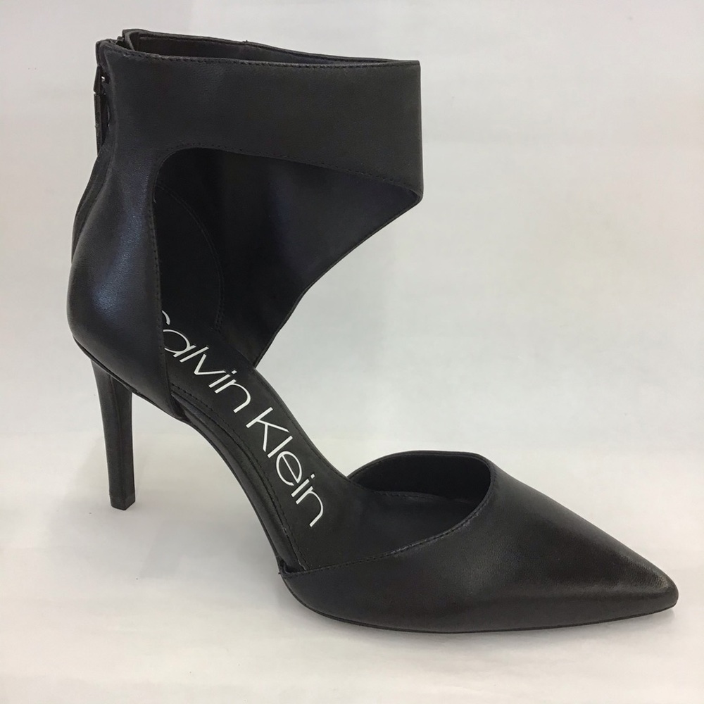 Calvin Klein Rajon Nappa Leather Pump Black Womens Size: 8.5 M Style 34E5993